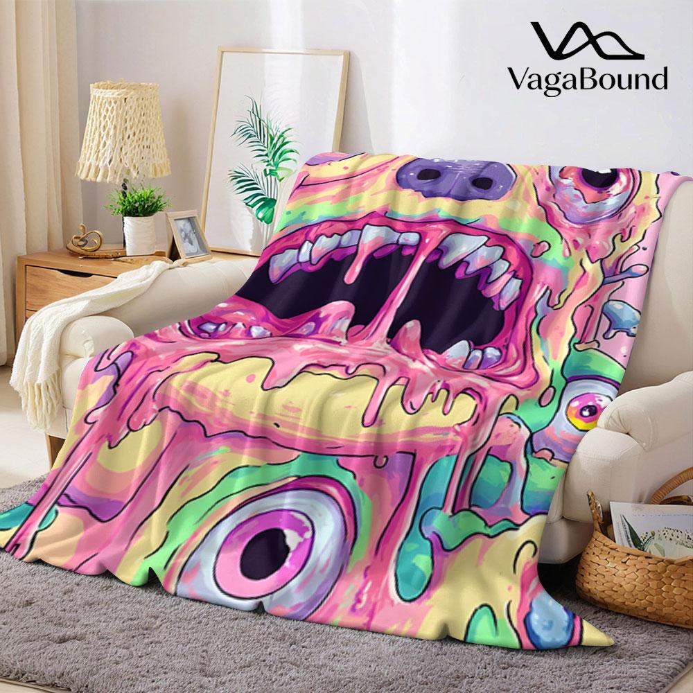 Pastel Zombie Monster Drip Printed Blanket Suitable for Sofas Beds Offices Travel Camping Chairs Warm Plush Blanket
