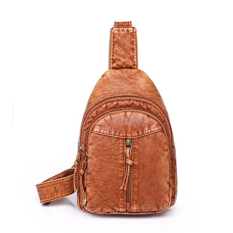 New Women's Bags Trendy and Fashionable Soft Leather Chest Bags Denim Soft PU One-shoulder Crossbody Bags Girls' Backpacks
