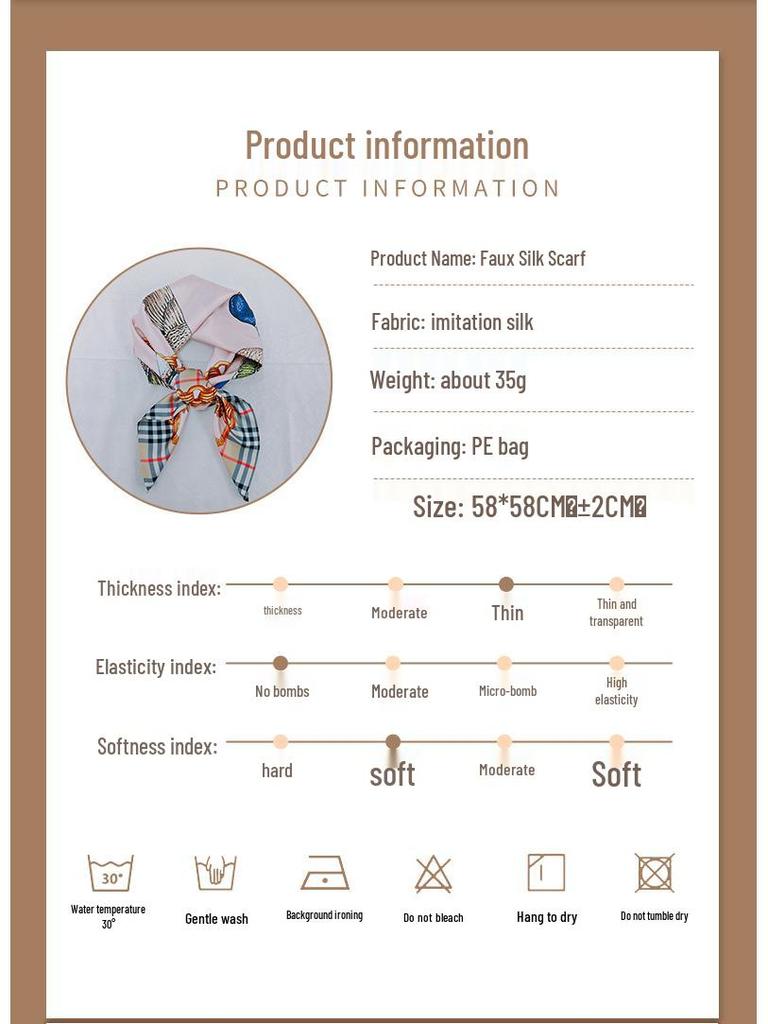 Women's Custom Pattern Silk Square Scarf - Imitation Satin Hair Ribbon & Neckerchief