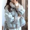 Cappotto invernale da donna in finta pelle scamosciata e pelliccia corto largo stile coreano giacca spessa capospalla senza borsa
