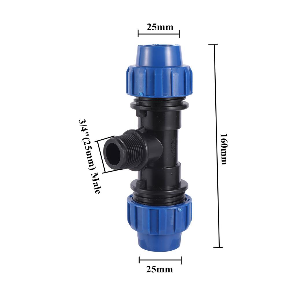 Außengewinde 1/2" 3/4" 1" PE-Rohr Schnellverbinder T-Stück Winkel Wasserverteiler Kunststoff Landwirtschaftliche Bewässerung Wasserrohrfittings