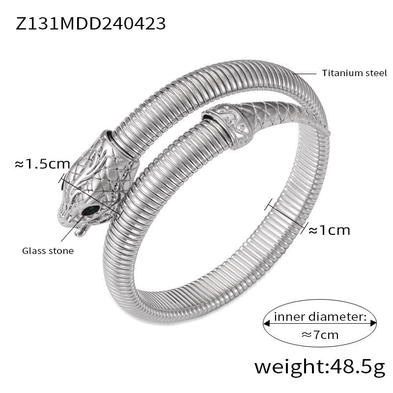 18K Gold Plated Zirconia Inlaid Titanium Steel Snake Head Tail Chain Bracelet