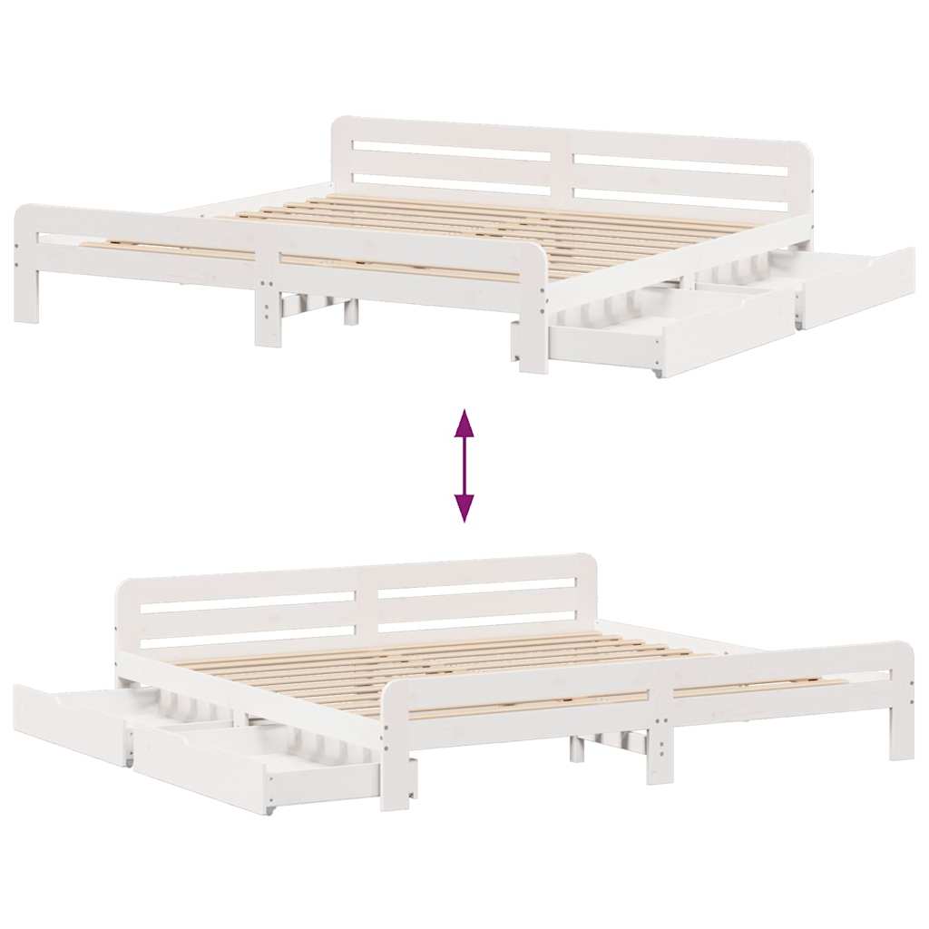 Solid Wood Bed without Mattress White 200x200 cm Pine Wood