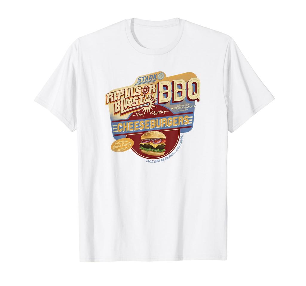 Marvel Iron Man Repulsor Blast BBQ Cheeseburger Sign T-Shirt