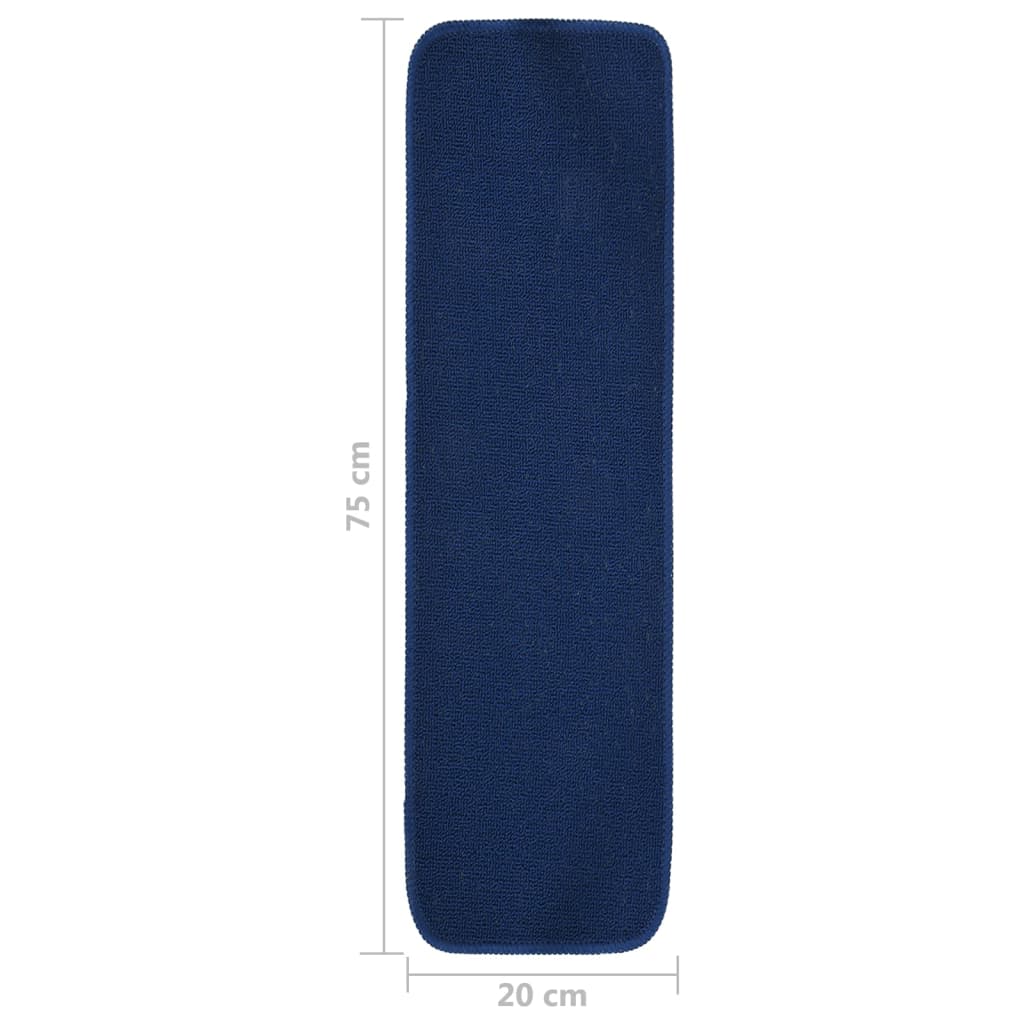 Non Slip Stair Mats 15 pcs 75 x 20 cm Navy Blue Rectangular