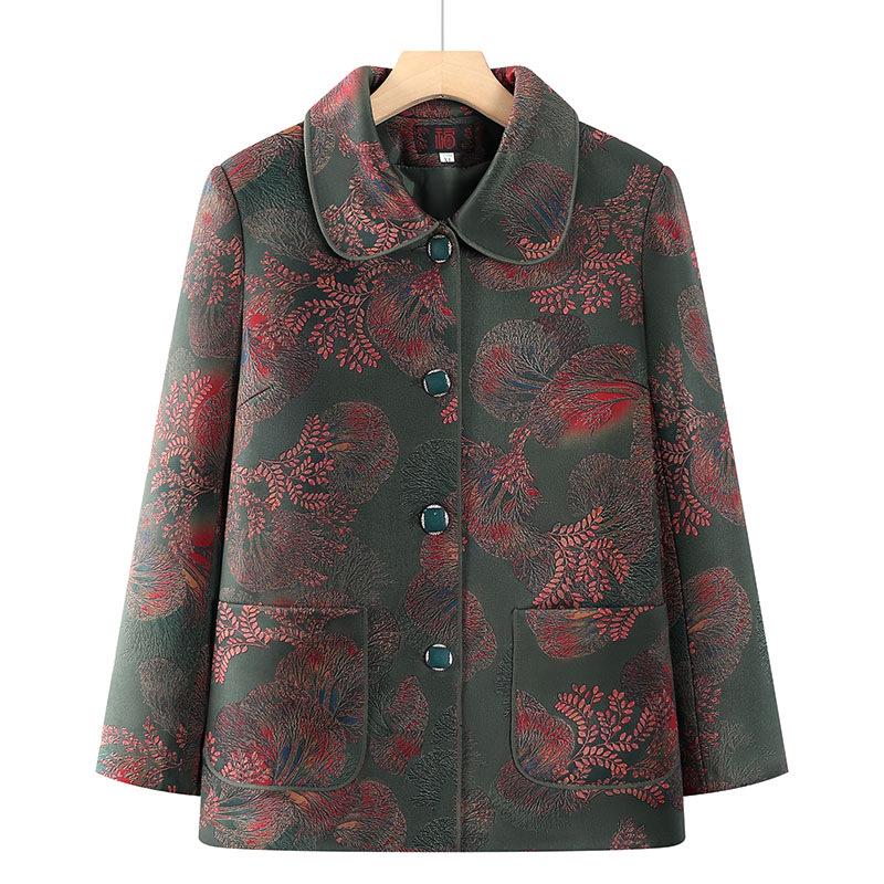 

Stylish Spring Jacket for Women: Trendy Printed Top for Middle-aged & Elderly 5XL for 143-155 jin зелёный