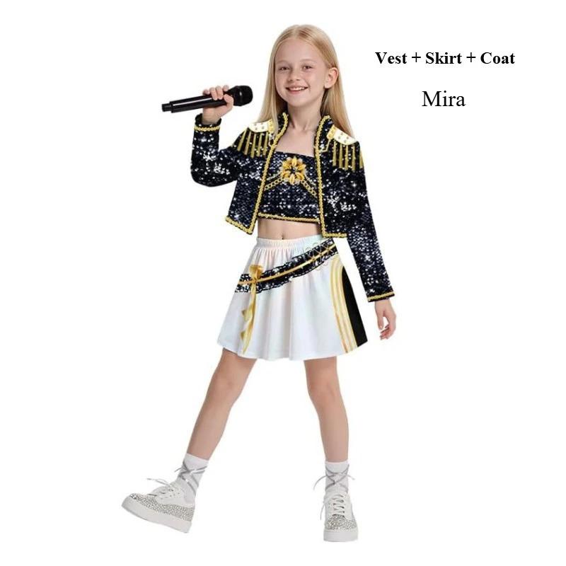 

Девочки Дети Зои Руми Мира Косплей Идол Черный Сценический Костюм K-Pop Костюм Охотников на Демонов Детский Костюм для Хэллоуина Карнавальный Костюм 120