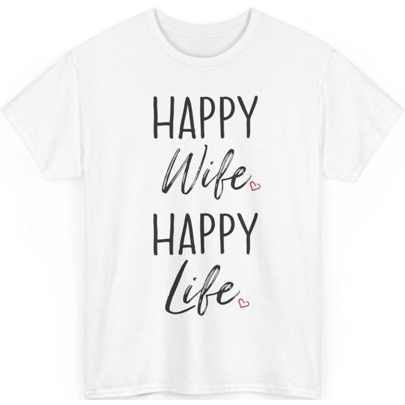 Happy Wife Happy Life Tee Couples Gift Anniversary Gift Casual Tee Wedding S разноцветный