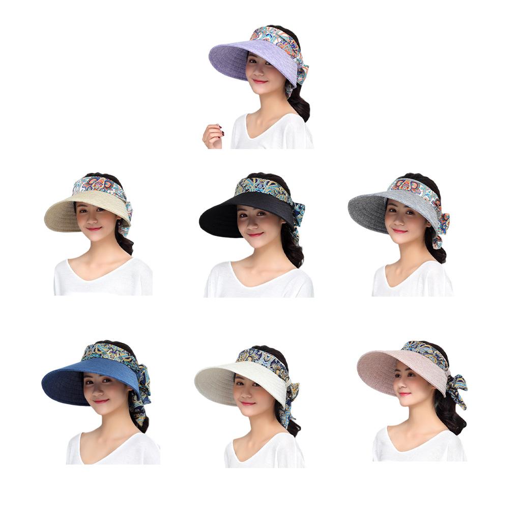 Cotton Linen Women Sunhat Decorative Windproof Breathable Foldable Outdoor Hiking Beach Pool Sunbonnet Hat Cap Headwear