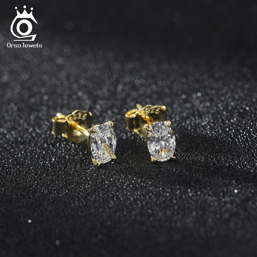 ORSA JEWELS Exquisite 925 Silber Zirkon Ohrringe für Damen Glänzende 8A Premium Cubic Zirkonia Ohrringe Party Schmuck LZE03