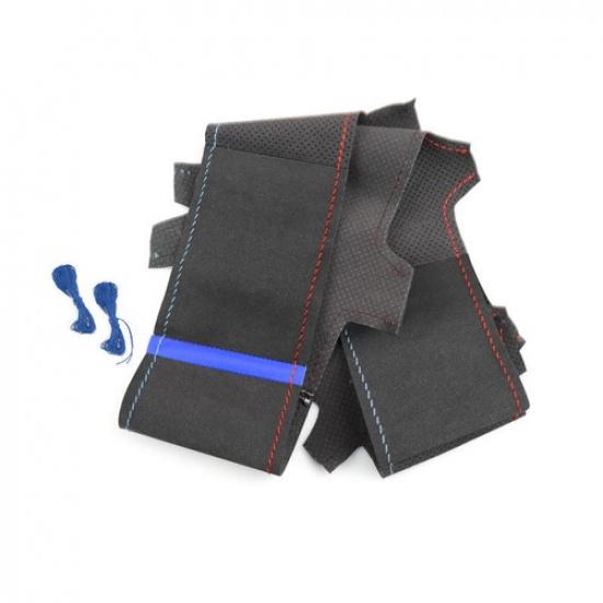 Suede Blue-strip Steering Wheel Leather Cover For BMW X5 F15 2014 2015 2016-2018