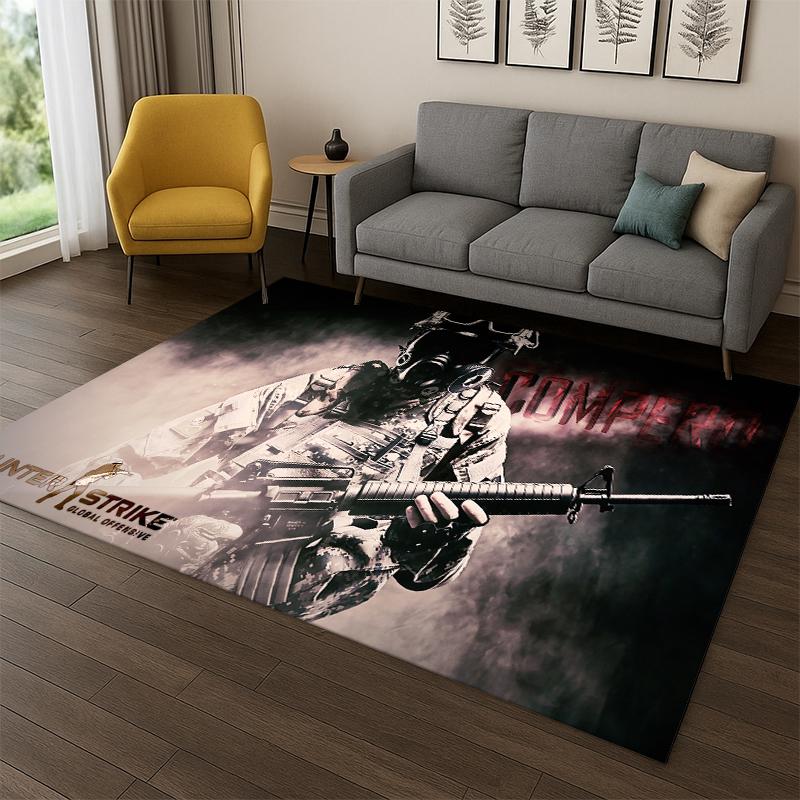 

Counter Strike CS GO Game Gamer Carpet Rug for Bedroom Living Room Sofa Playroom Doormat Home Decor,Kid play Area Rug Non-slip 40x60cm