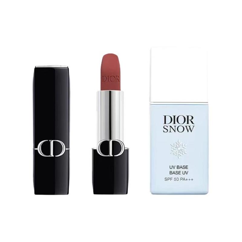 

DIOR Vibrant Blue Gold Lipstick + Sunscreen Cream Makeup Set Silky, Natural, Moisturizing and Modifying Skin Color 3.5g+30ml синий