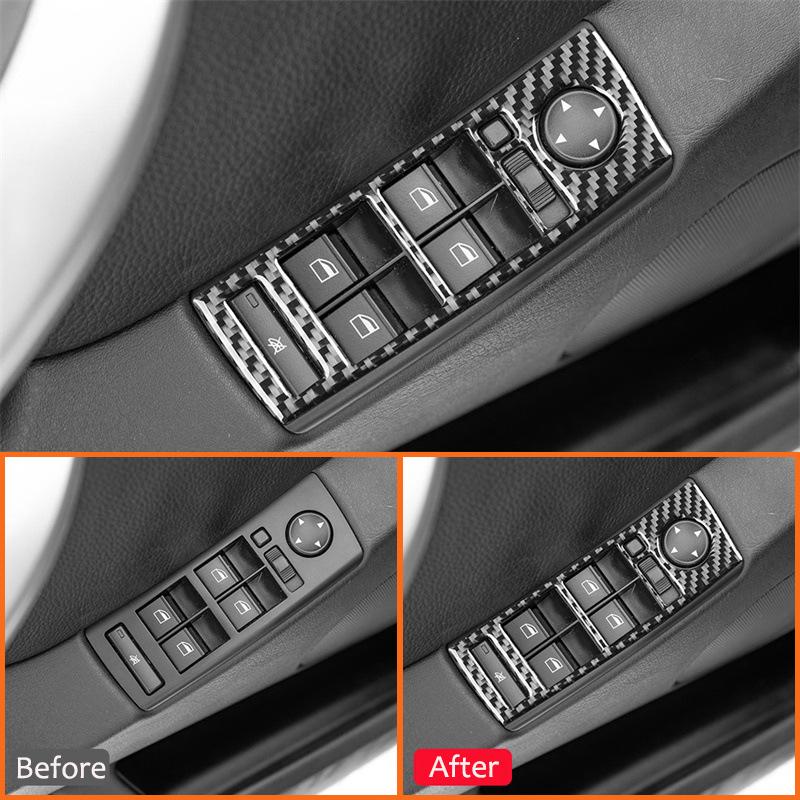 Carbon Fiber Car Window Power Lifter Switch Buttons Panel Trim Frame Decoration Sticker For BMW X5 E53 2000-2006 Interior Parts