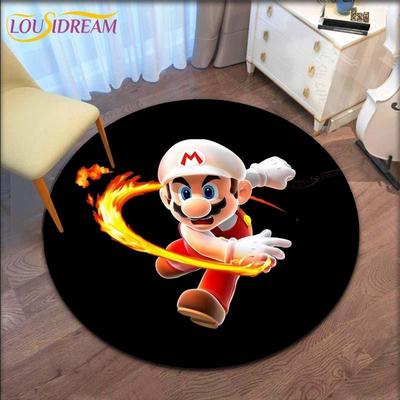 Cartoon Mario Bros Round Carpet for Living Room Carpet Floor Rug Bath Mat Bedroom Carpet for Children's Room Doormat Area Rug