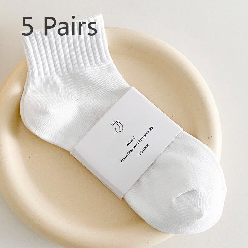 5 Paar Damen Frühling und Sommer Alle Arten von Mode Preppy Stil Einfache einfarbige Kniestrümpfe