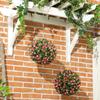 Set of 2 Decorative Artificial Plants, UV-protected Artificial Plant Topiary Rose Balls, Fake Plants for Home Indoor Outdoor Decor, 28cm, Pink