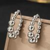 Geometric Stainless Steel Beaded Hoop Earrings for Women Ladies Classic Temperament Earrings Buckle Banquet Jewelry Accessories