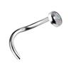 Titanium Nose Ring With Colored Premium Zirconia - Silver - Tn-007 0.8/6.5/2