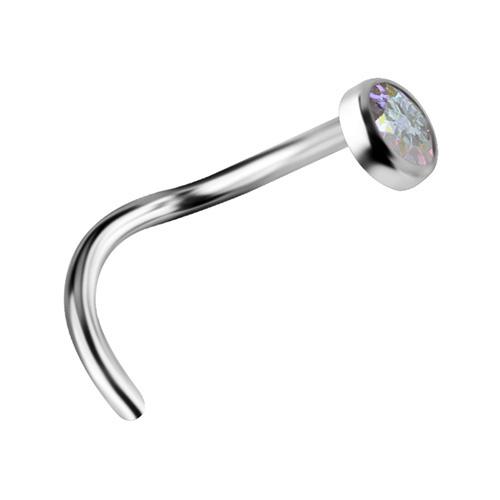 Titanium Nose Ring With Colored Premium Zirconia - Silver - Tn-007 0.8/6.5/3