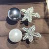 Anelli Regolabili in Metallo Argentato a Forma di Stella Marina Anelli Vintage con Perle per Donna Accessori Floreali alla Moda Regalo
