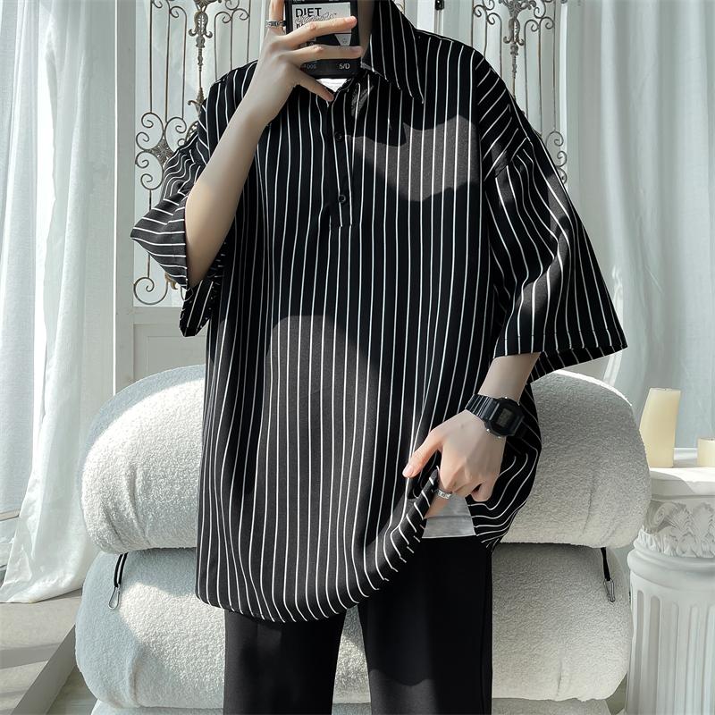 

Told Tale Male Simple Stripe Polo Shirt Men Clothing Loose Casual Men s Shirts Summer Male Short Sleeve Shirts Pullover M чёрный