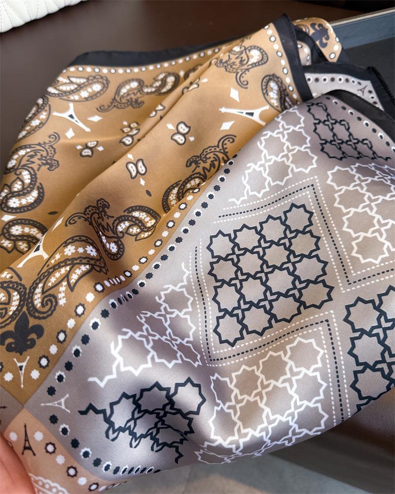 Luxury Cashew Print Female Neck Scarf Soft Satin Women Square Hair Scarves Foulard Head Band Shawls Wraps Neckerchief Bandana