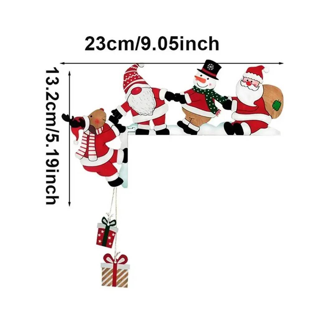 

2026 New Wooden Santa Door Corner Decor Snowman Reindeer Pendant Christmas Cartoon Door Frame Decor Party Christmas Ornament