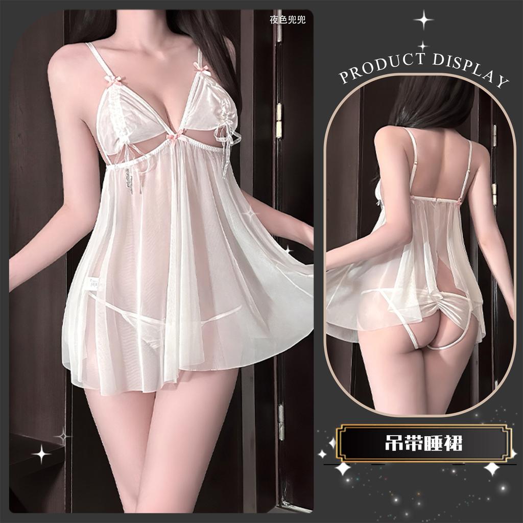 Sexy Underwear Sexy Pure Desire Wind Lace Woven Dream Tulle Perspective Suspender Bow Pleated Skirt