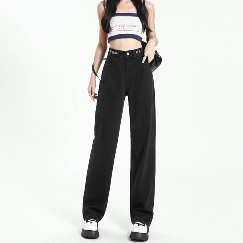 Straight Jeans Women's Autumn and Winter 2025 High-waisted Wide-leg Pants Small Slim Loose Mopping Jeans