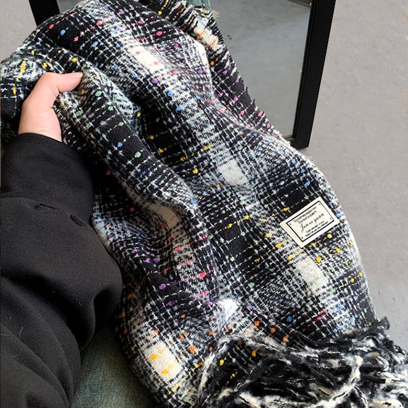 

Speckled Plaid Scarf for Women Winter Neck Warmer Soft Student Warm Thickened Versatile