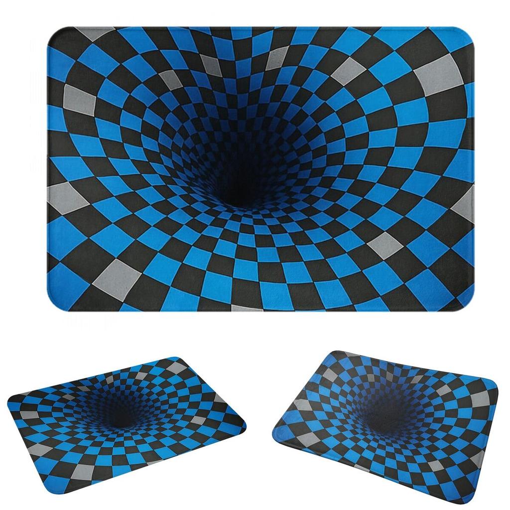 Grid Wormhole Geometric 3D Anti-slip Doormat Floor Mat Water oil proof Carpet Rug for Kitchen Entrance Home Bedroom Footpad Mats