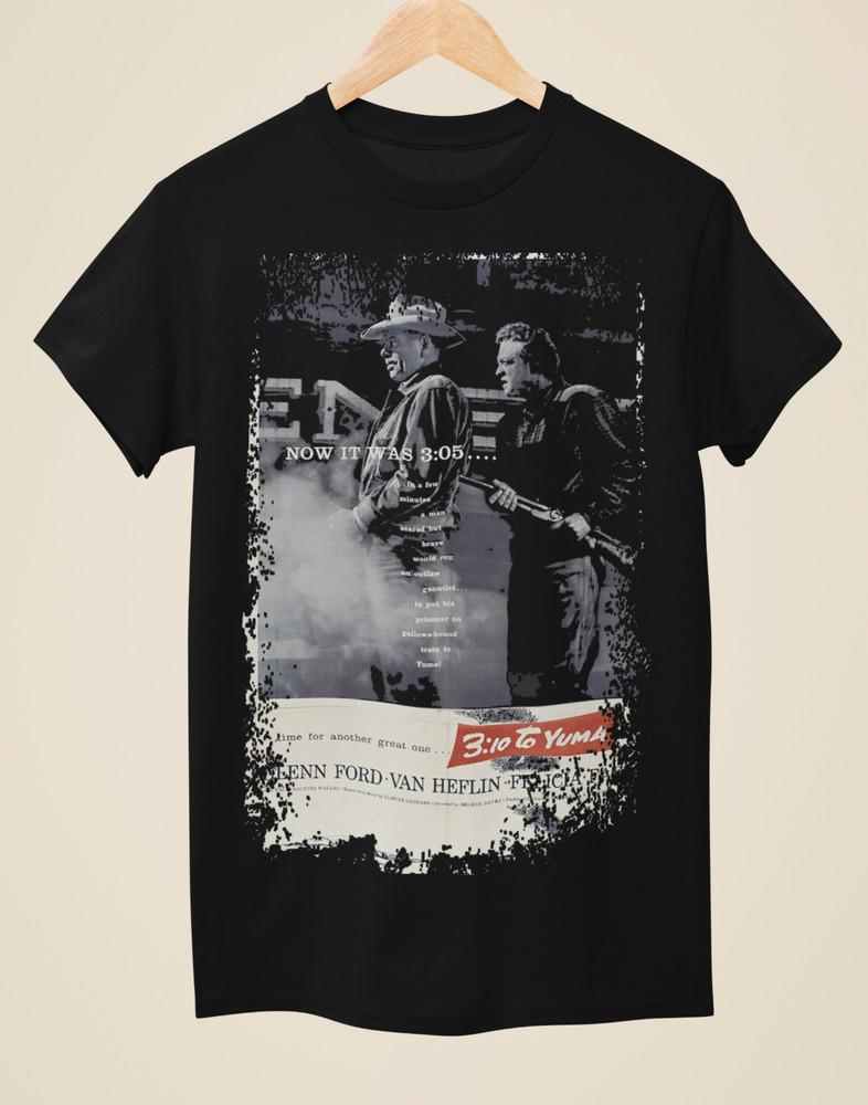 3:10 to Yuma - Western Movie Poster Inspired Unisex Black T-Shirt Unisex T-Shirt S