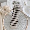 Korean Style Idea Yarn Striped Boneless Socks Mid-Leg Socks Spring And Autumn Cotton Rolled Hemmed Stacked Socks