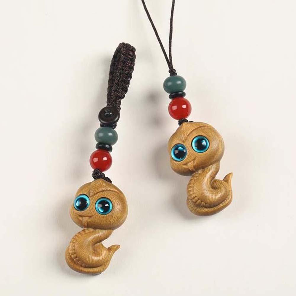 Waterproof Zodiac Snake Keychain Mini Green Sandalwood Phone Chain Ornament  Bag Charm