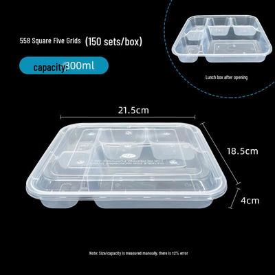 Disposable Rectangular 5-Compartment Meal Box