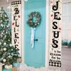 Decorative Banner For Home Decor Christmas Jesus Door Banners 2X Black White Buffalo Plaid Banner Weather-Proof Home Decor For