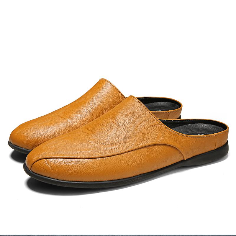 Fashion 2024 Men Leather Shoes Lightweight Man Mules Casual Shoes Male Fashion Loafers Half Slipper Masculino Mocassin Vintage Men Shoes