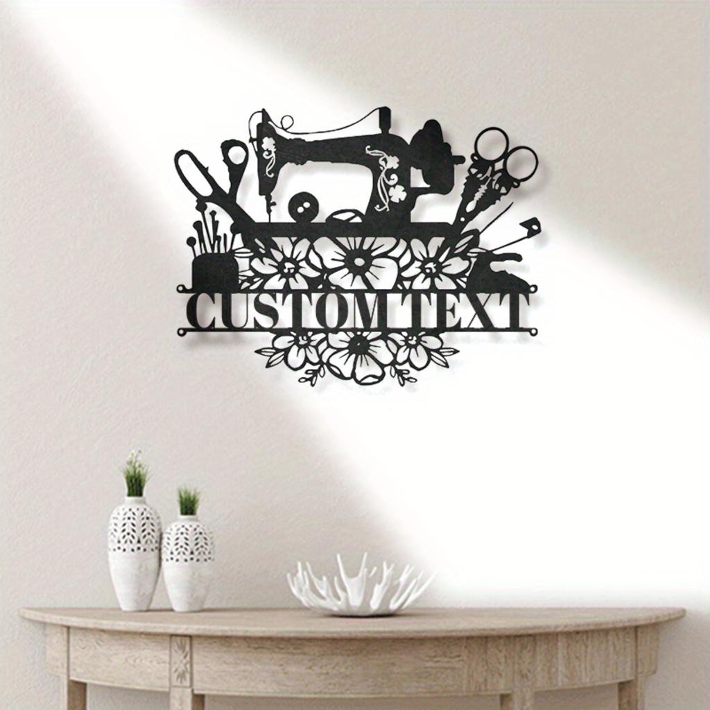 Vintage Iron Sign "Sewing Happy Place" Tin Metal Poster Man Cave Home Decor