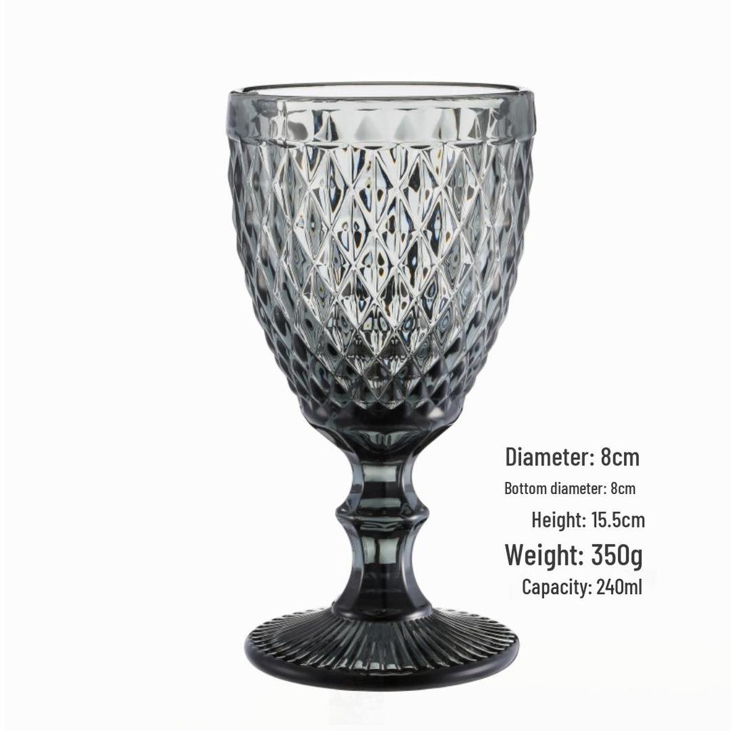 Vintage Embossed High-Footed Red Wine Glass with Bubbles - Wedding Decoration, Child-Friendly, Thickened Design