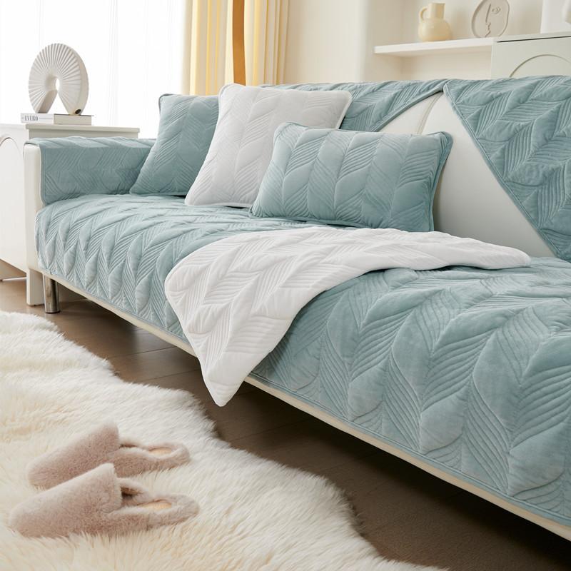 

Модный чехол для дивана, нескользящий чехол для дивана для гостиной, полотенце, осенне-зимний утолщенный теплый комбинированный диван с вышивкой, подушка 70x70cm 1pcs зелёный