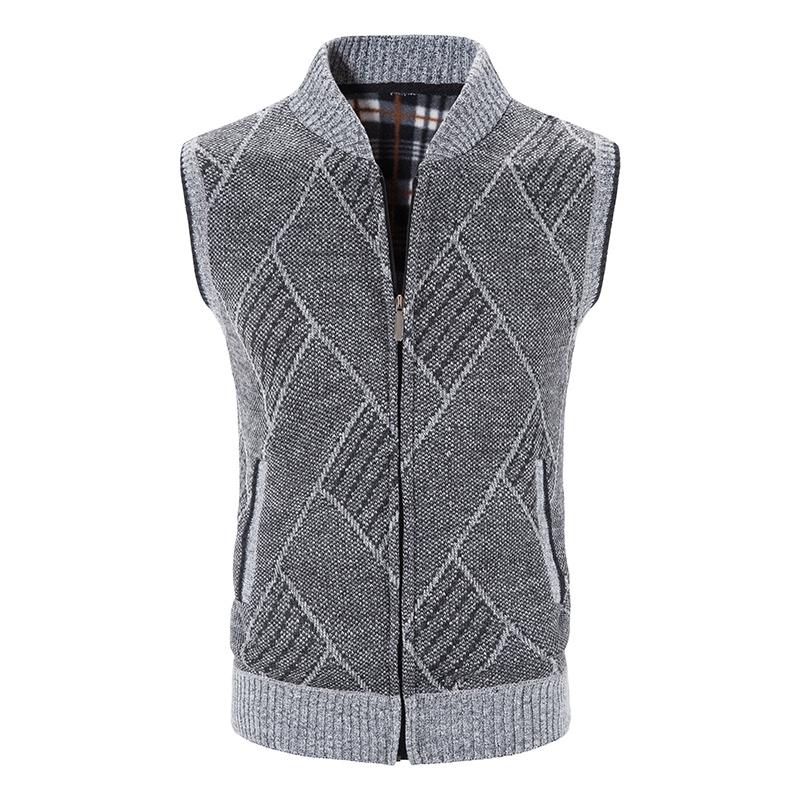 Mens Sleeveless Jackets Knitted Sweater Autumn Spring New Male Cardigan Zip Up Knitted Coat Turtleneck Fleece Warm Cold Blouse
