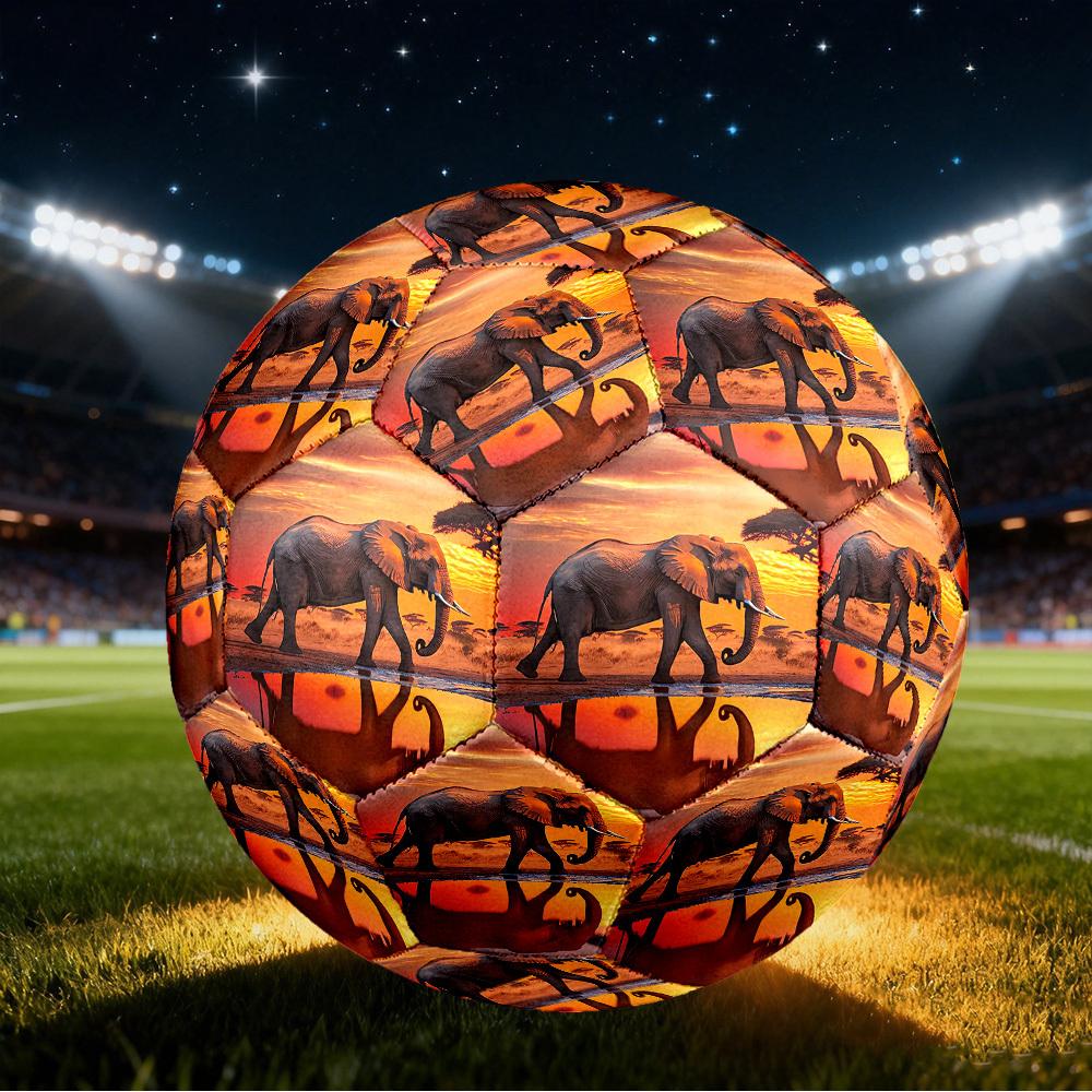 1pc African Sunset Elephant Size 5 Soccer Ball Professional Match Training Football Indoor &Outdoor Sports Ball Lightweight Durable c6568