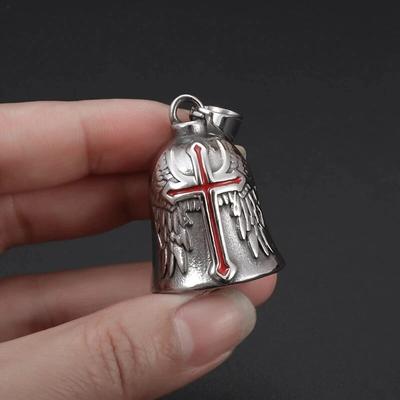 Vintage Kreuzflügel Engel Schutzglocke Motorrad Halskette für Männer Mode Charm Glocke Anhänger Reiter Schmuck Geschenk