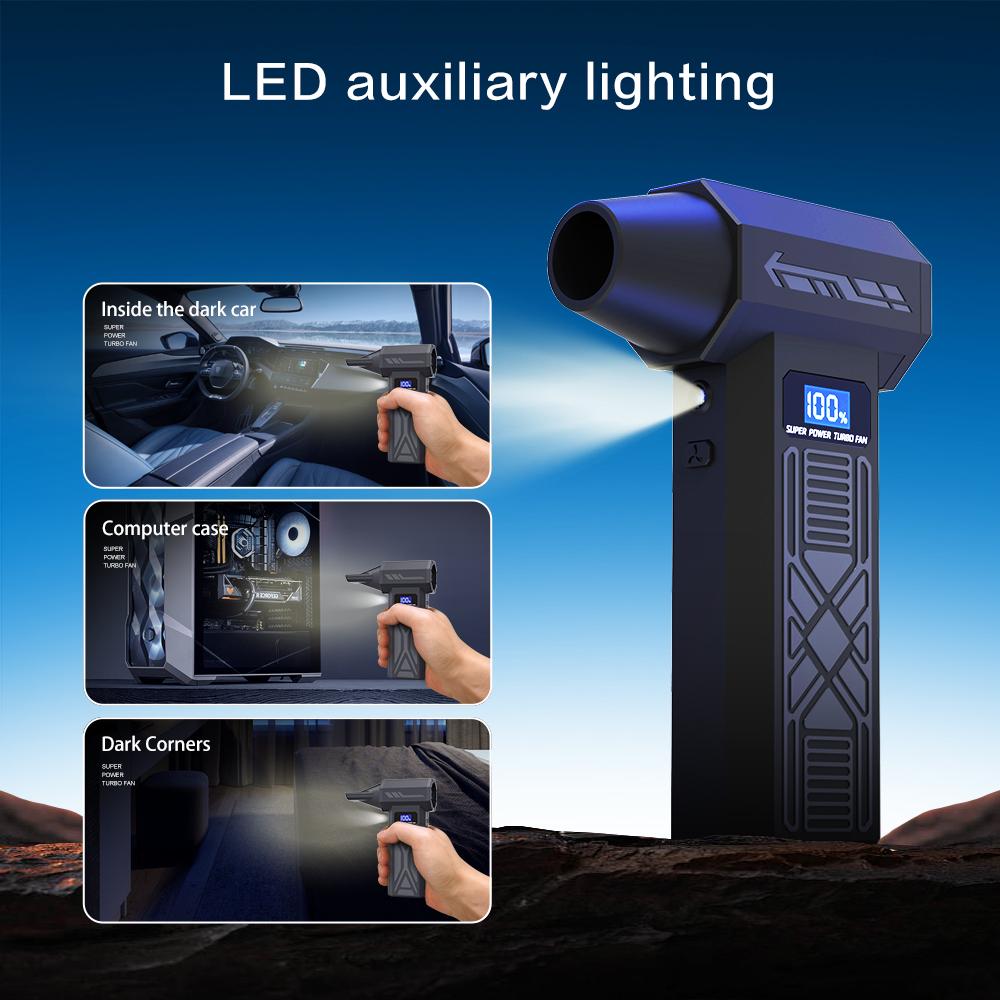P80 Turbo Fan 990000RPM Turbo Jet Fan Electric Air Duster Portable Cleaning Blower Tool Type-C Charging 4 Gears Speed Adjustable