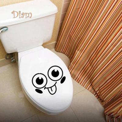 Autocollant mural amovible et imperméable pour toilettes, motif sourire