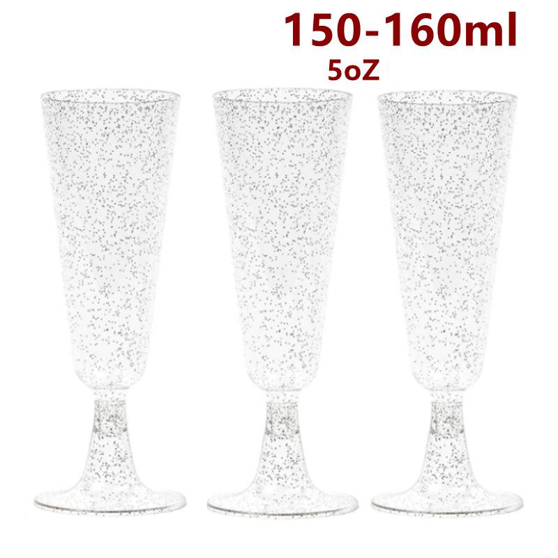 50pcs 5OZ Disposable Wine Cup Party  Plastic Champagne Flutes Cocktail Strawberry Toasting Glass for Wedding Bar Party Camping