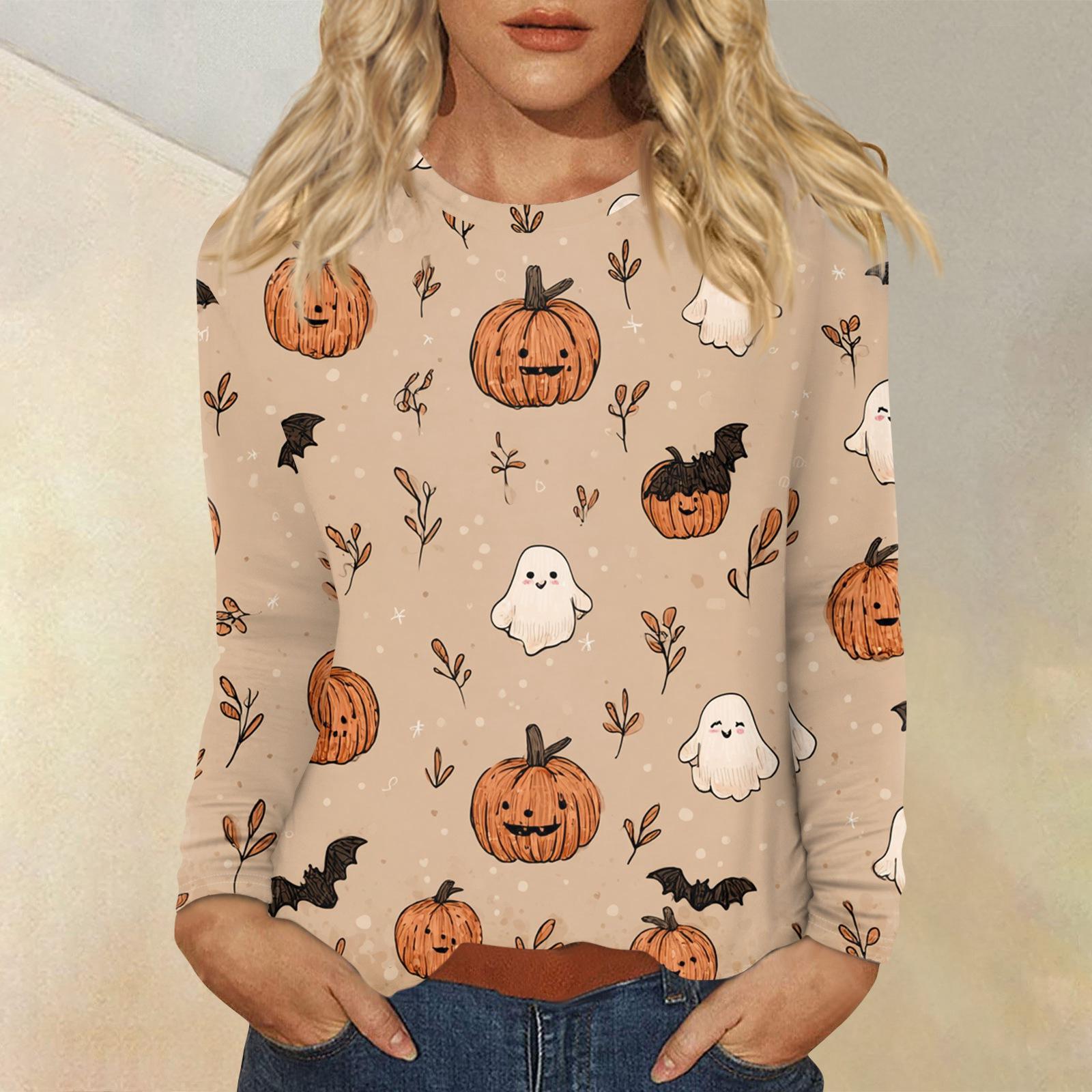 

Женский повседневный топ с длинным рукавом и принтом, с круглым вырезом XXXL верблюд