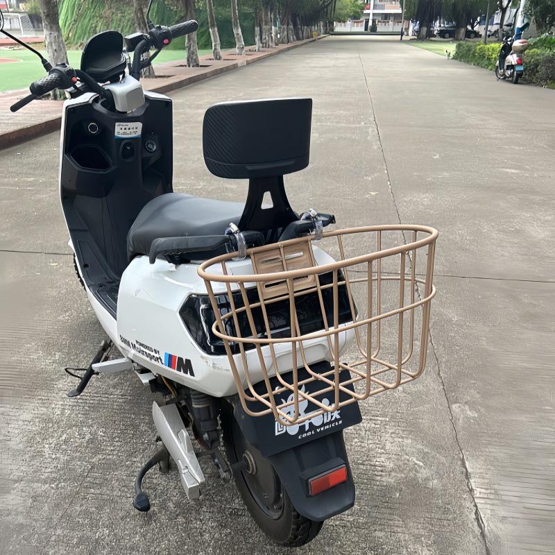 Large Capacity Metal Rear Basket with Backrest for E-bike Helmet and Backpack Storage