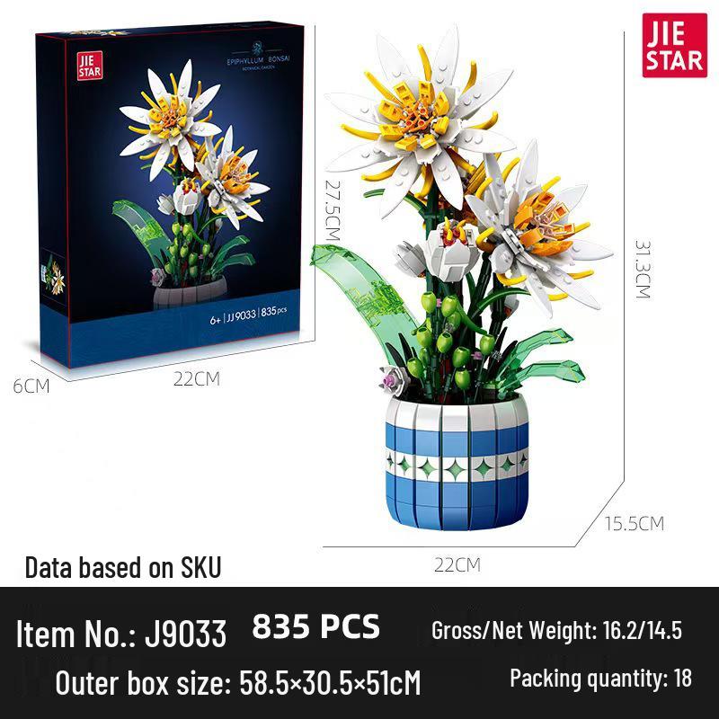 

Jie Xing JJ9033 Epiphyllum Potted Ornament Building Block Toy Gift